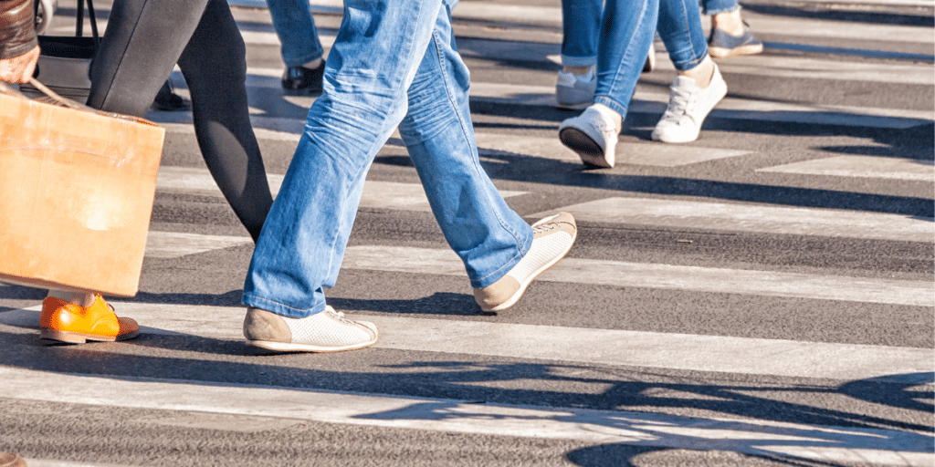 Pedestrians crossing the road.